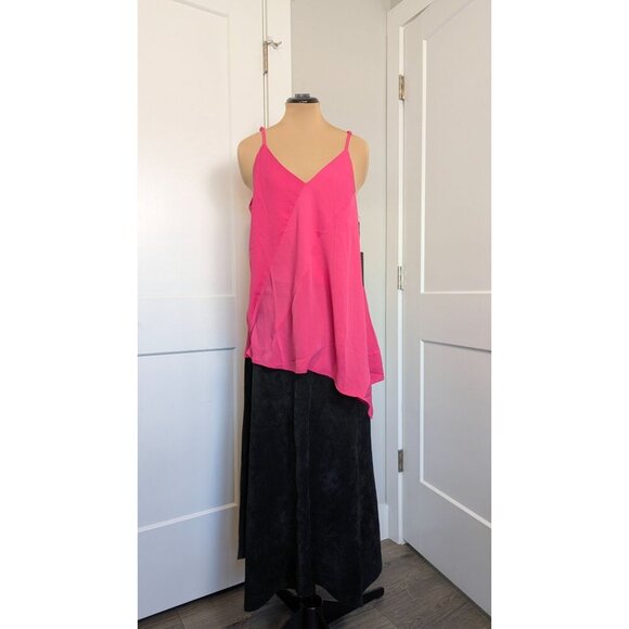 Doe & Rae women's tank top Large asymmetrical tunic pink adjustable straps NWT - Picture 1 of 7